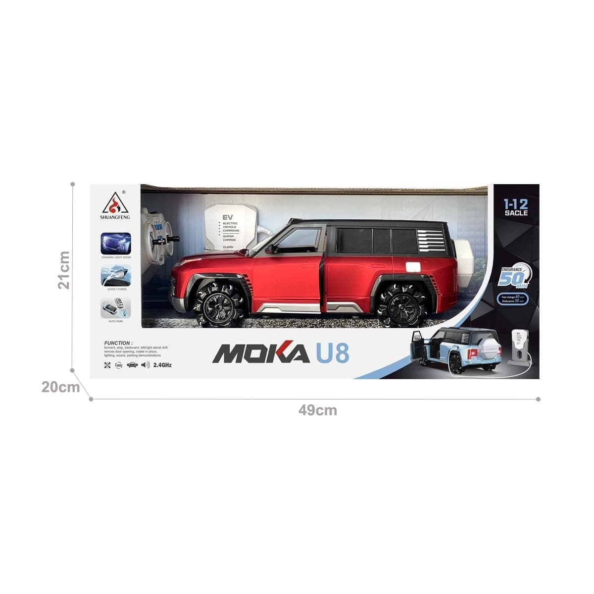 Moka U8 High-Speed Remote Control Car – 2.4GHz Electric RC Racing Vehicle with Rechargeable Battery | Durable Red & Black Sport RC Car for Kids & Adults — view 4
