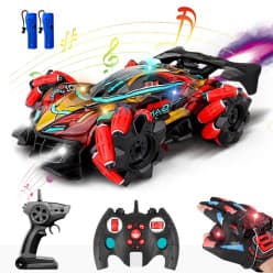 RC Stunt Car, Gesture Sensing RC Car for Boys Girls, 2.4GHz 4WD Remote Control Car with 360° Rotating, Lights, Music & Spray, 3 Control Mode Toy Cars for Kids Birthday Gifts, 2 Battery (Red)