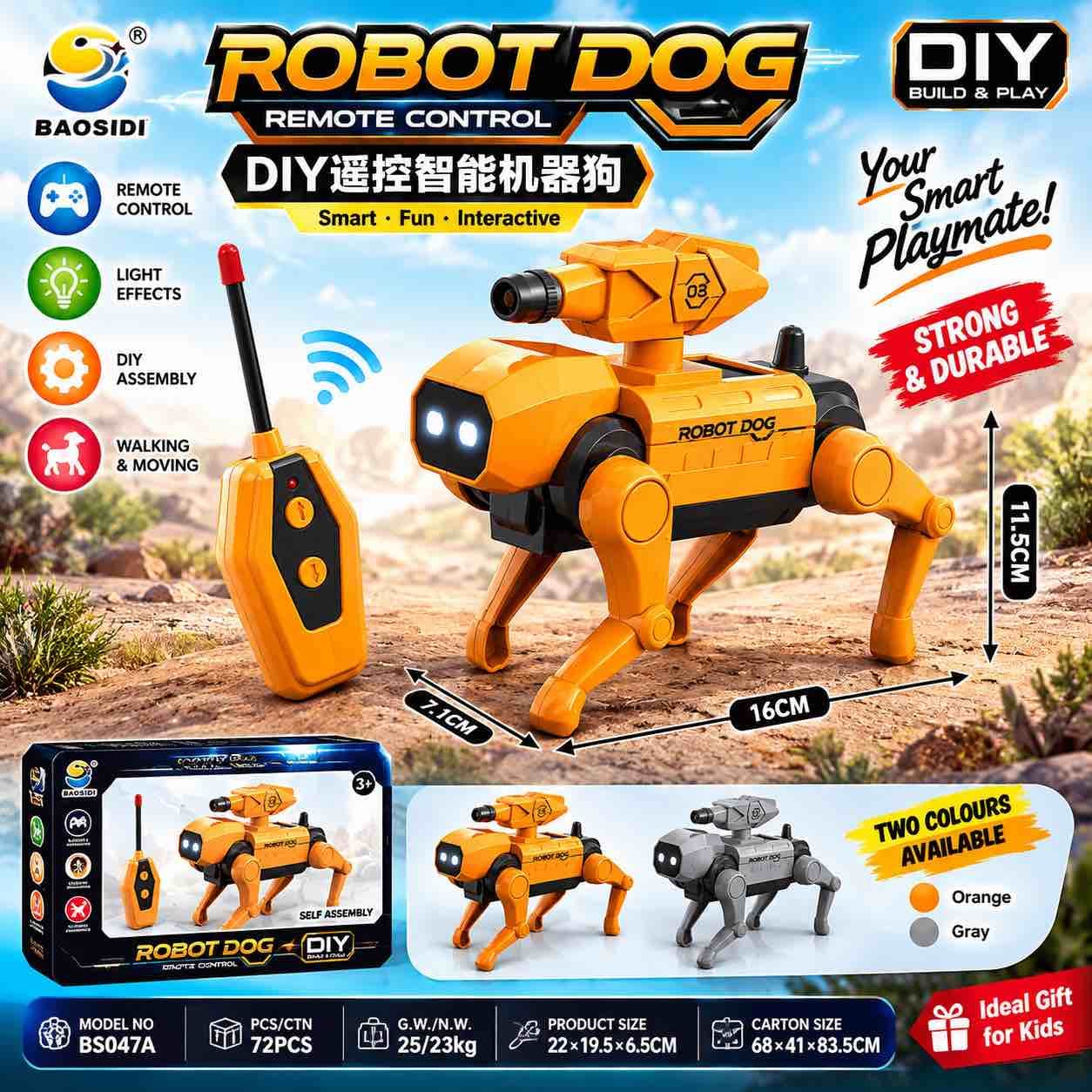 KIDOYZ DIY Assembly RC Robot Dog – Interactive STEM Building Kit with Spray Mist Effect & Remote Control – Educational Puzzle Toy for Boys & Girls Age 3+ — view 6