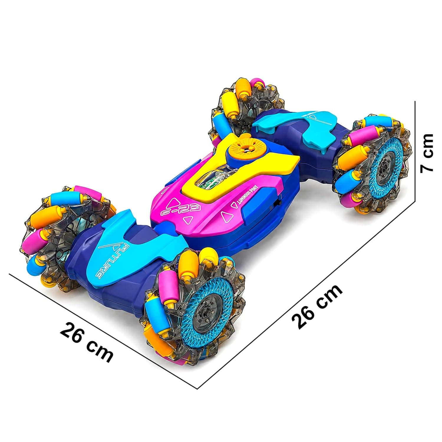 4WD Dual Control Torsion Stunt Drift Mist Car Toy for Kids with Lights and Music - 360° Rotating Double Sided RC Smoke Car with 2.4GHz Remote Control and Gesture Wrist Controller - Multicolor — view 3