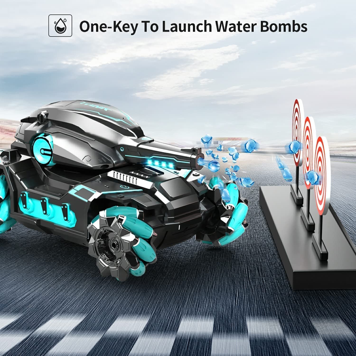 RC Tank Kids Military Toys Water Shots 4WD Hobby RC Cars for Adults & Children, 1:12 Scale 3000mAh Rechargeable Battery 4x4 Monster Truck, Nerf Tank Cool Toy Gift for Boys & Girls — view 4