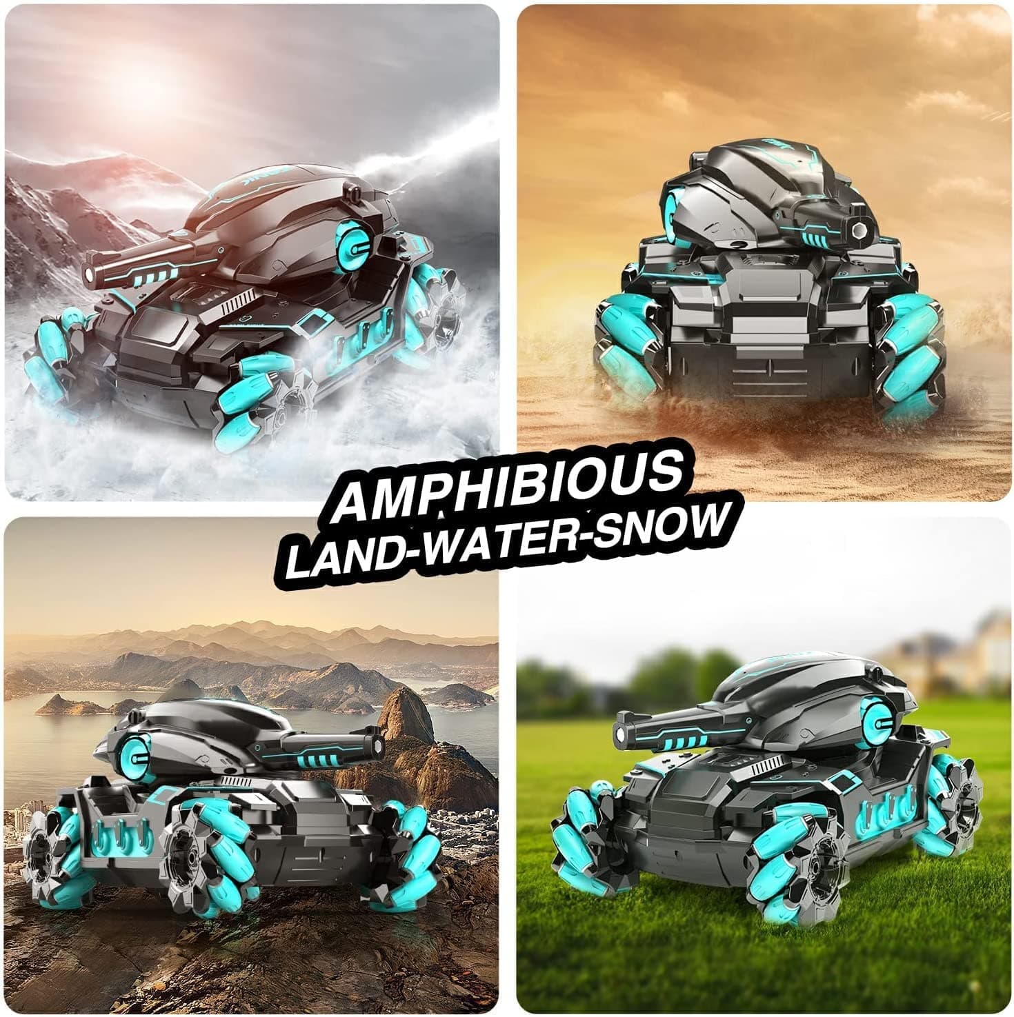RC Tank Kids Military Toys Water Shots 4WD Hobby RC Cars for Adults & Children, 1:12 Scale 3000mAh Rechargeable Battery 4x4 Monster Truck, Nerf Tank Cool Toy Gift for Boys & Girls — view 7