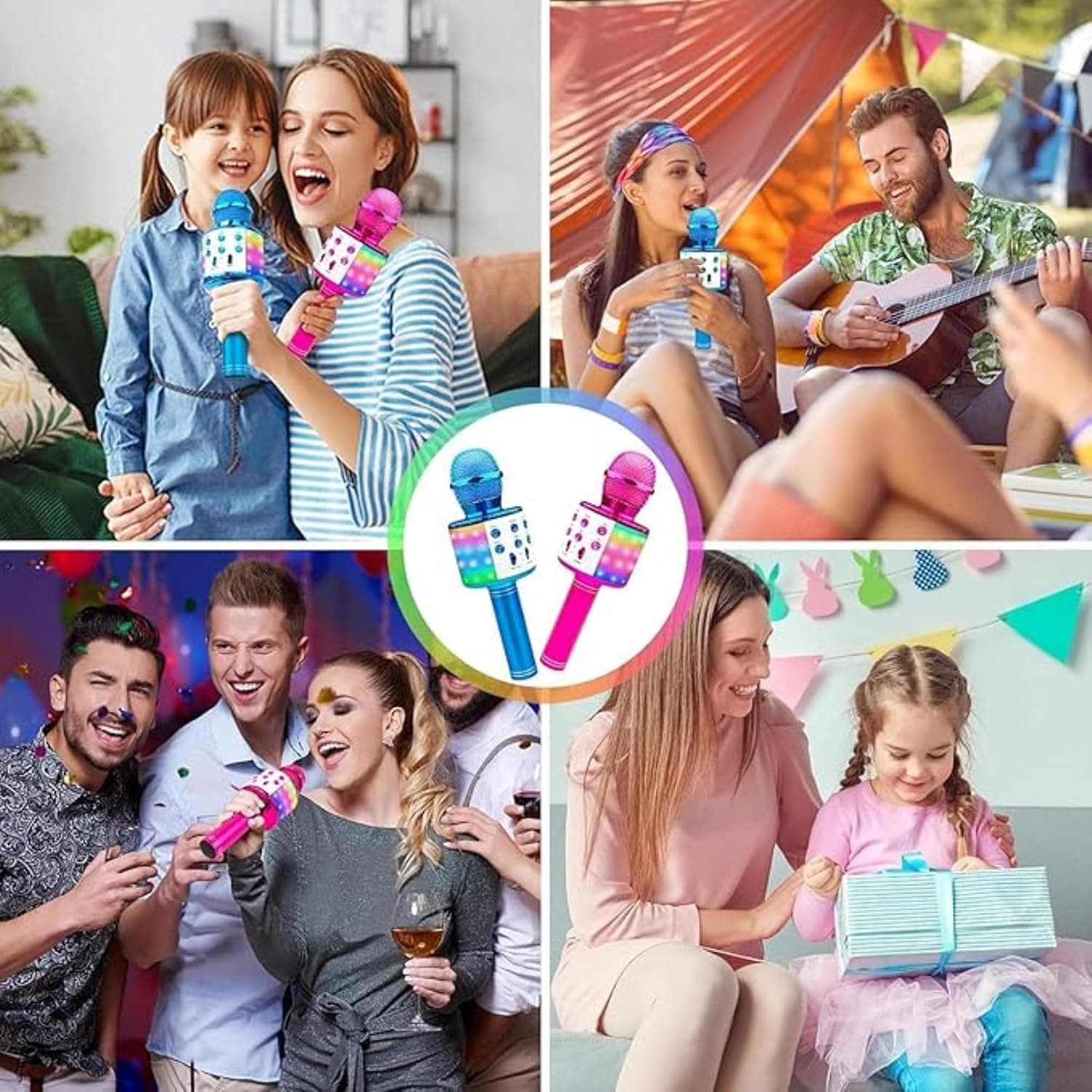 Kids Karaoke Microphone with Speaker | Wireless Bluetooth Singing Mic Toy | Rechargeable Handheld Karaoke Mic | Portable Music & Party Fun for Boys & Girls (3–12 Years) - Rose Gold — view 4