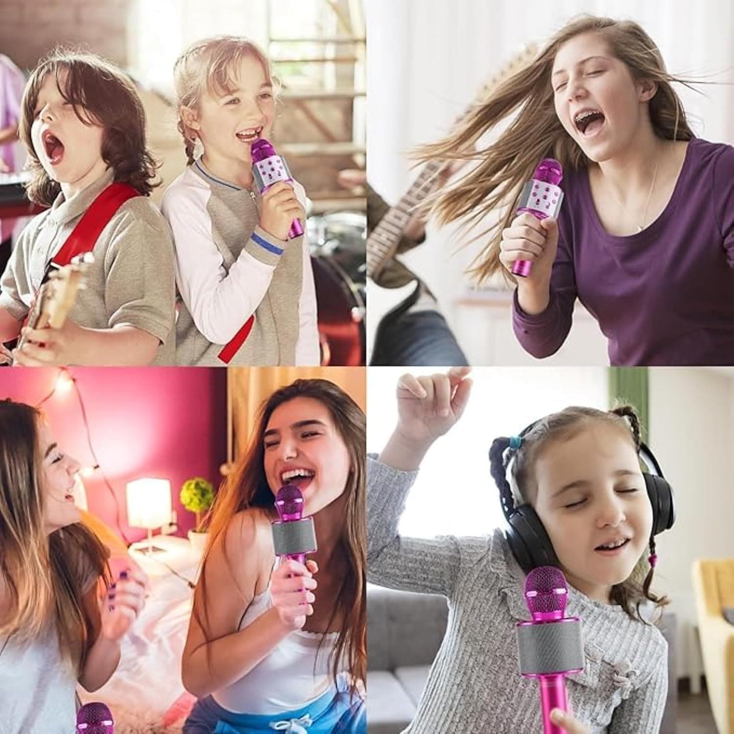 Kids Karaoke Microphone with Speaker | Wireless Bluetooth Singing Mic Toy | Rechargeable Handheld Karaoke Mic | Portable Music & Party Fun for Boys & Girls (3–12 Years) - Rose Gold — view 5