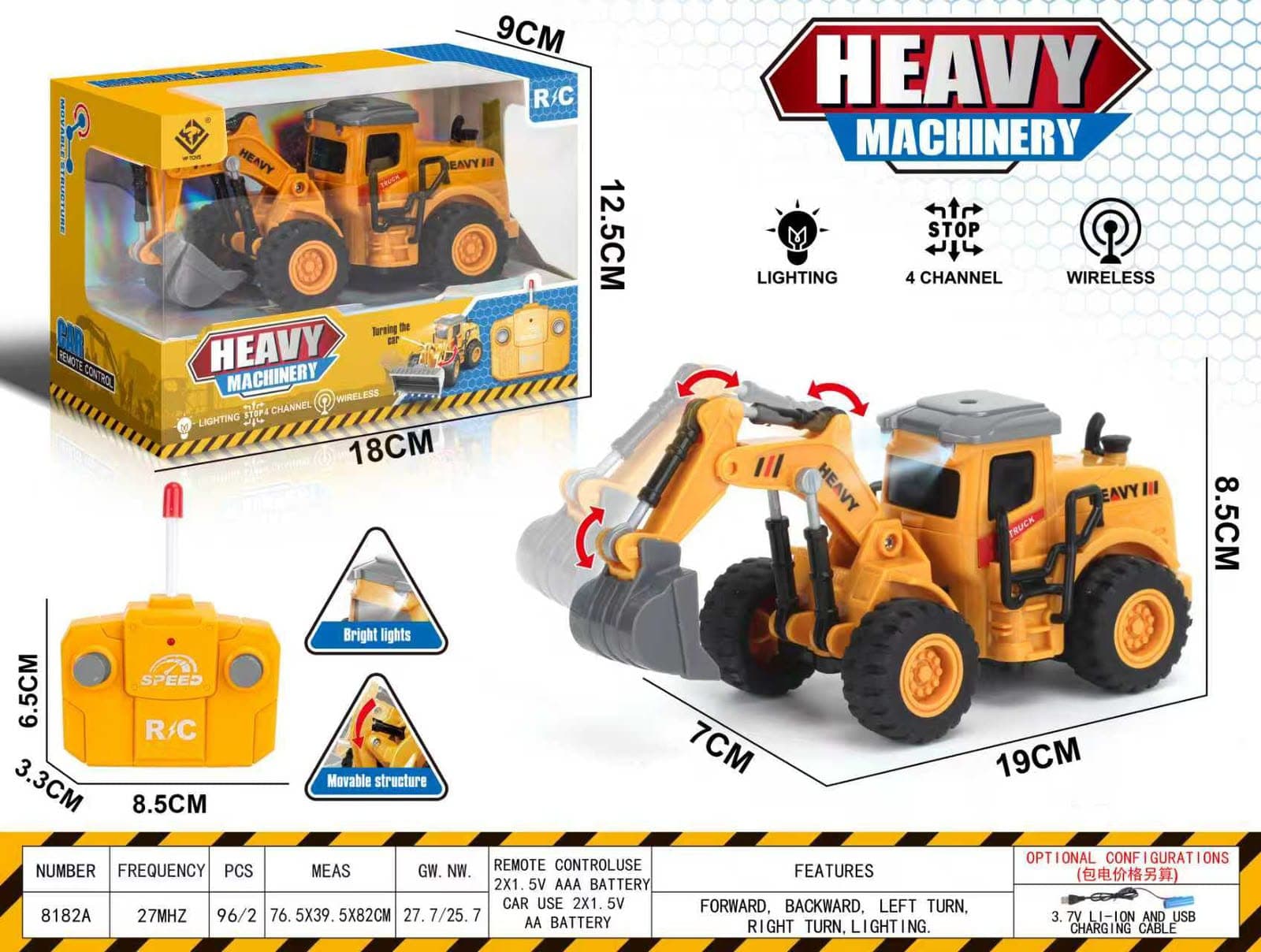 Wireless Remote Control Construction Truck Toy for Kids, LED Light RC Construction Vehicle with 2.4GHz Remote Control, Heavy Duty Engineering Truck, Battery Operated Toy Gift for Boys & Girls Age 3+ — view 5
