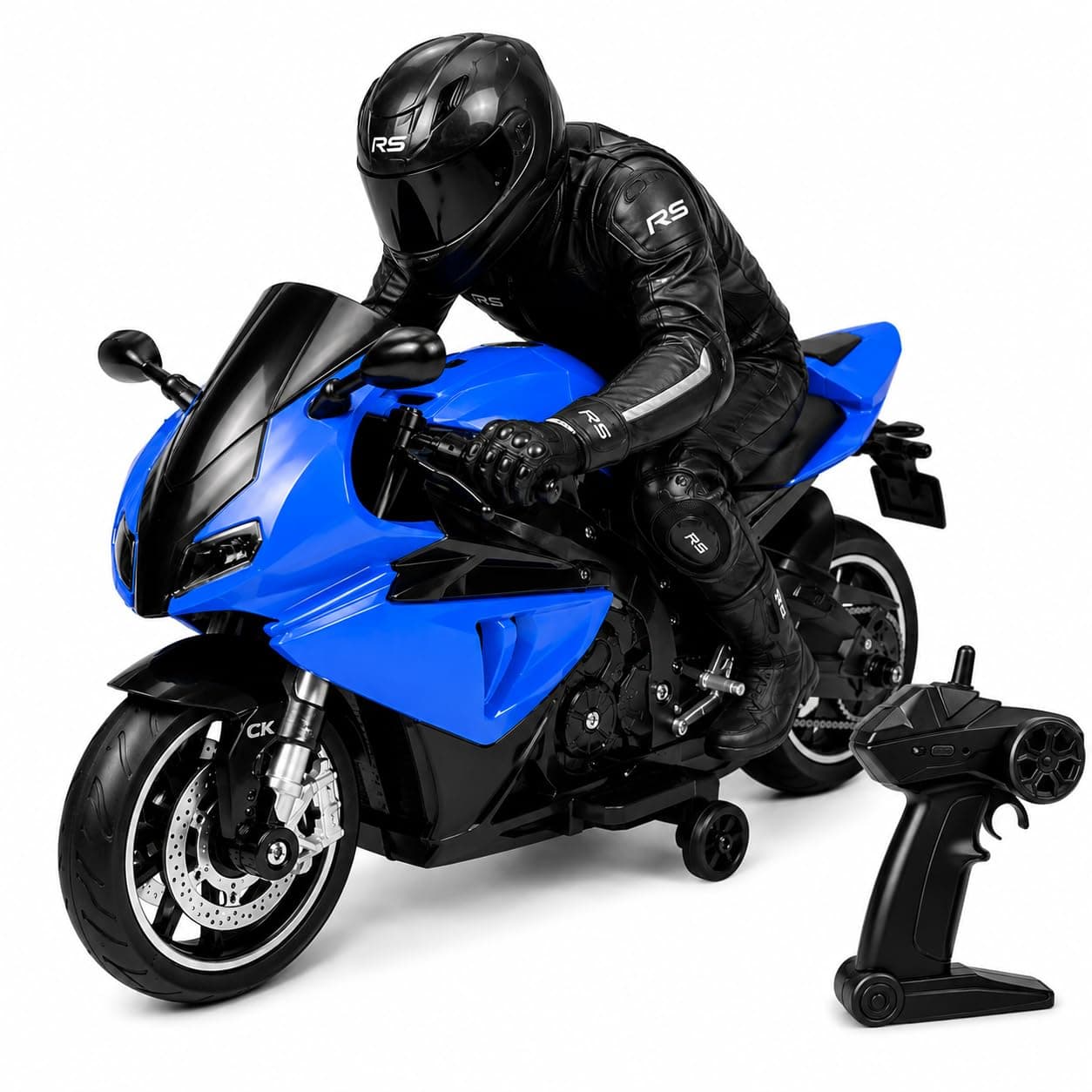 Kidoyz Rechargeable RC Motorcycle Toy for Kids | 2.4GHz Remote Control Racing Bike with LED Lights, Music & Sound | Rechargeable Battery Operated Motorbike - Random Color
