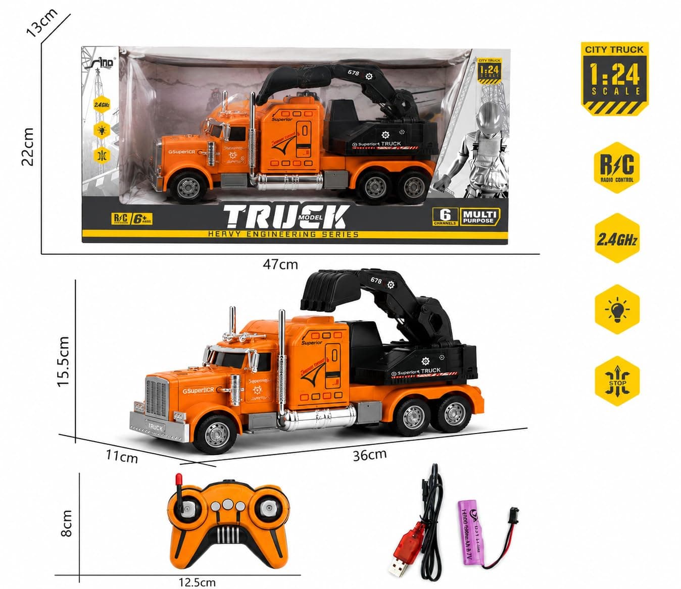 Truck JCB Remote Control JCB Excavator Construction Vehicle Toy for Kids — view 3