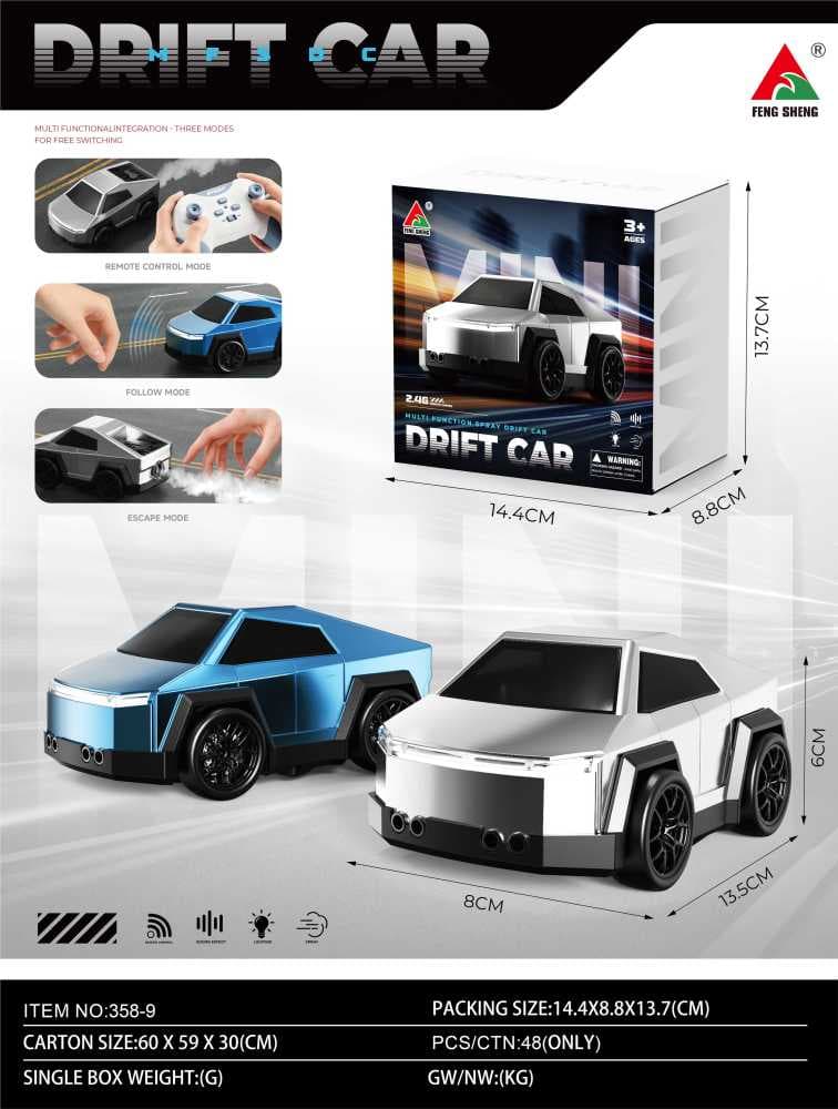 KIDOYZ Cyber Truck Style Smart Police RC Drift Car for Kids | 2.4GHz Remote Control Stunt Vehicle with Gesture Sensor, LED Lights, Smoke Spray Effect, Follow & Escape Modes (Rechargeable) — view 4