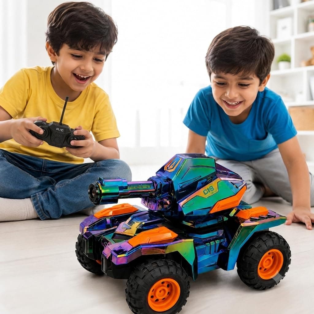 MECHA TANK RC Tank Toy for Kids with Shooting Balls, Remote Control Car Rechargeable Battery, High Speed 4WD Vehicle Forward Backward Left Right — view 4