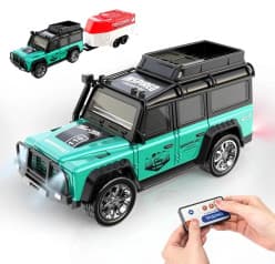 WONDERLUST CAR Remote Control Small Car, 1:64 Scale Off-Road RC Car, USB Rechargeable 2.4GHZ Three Speed Indoor Alloy Vehicle for Kids (Green GT laandrover)