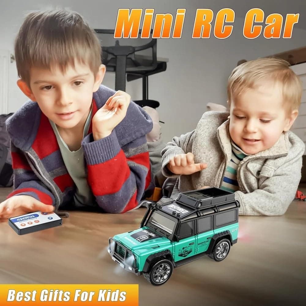 WONDERLUST CAR Remote Control Small Car, 1:64 Scale Off-Road RC Car, USB Rechargeable 2.4GHZ Three Speed Indoor Alloy Vehicle for Kids (Green GT laandrover) — view 6