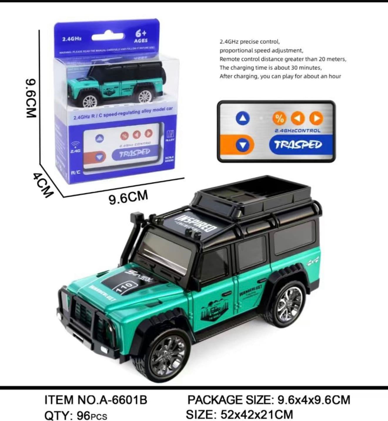 WONDERLUST CAR Remote Control Small Car, 1:64 Scale Off-Road RC Car, USB Rechargeable 2.4GHZ Three Speed Indoor Alloy Vehicle for Kids (Green GT laandrover) — view 7