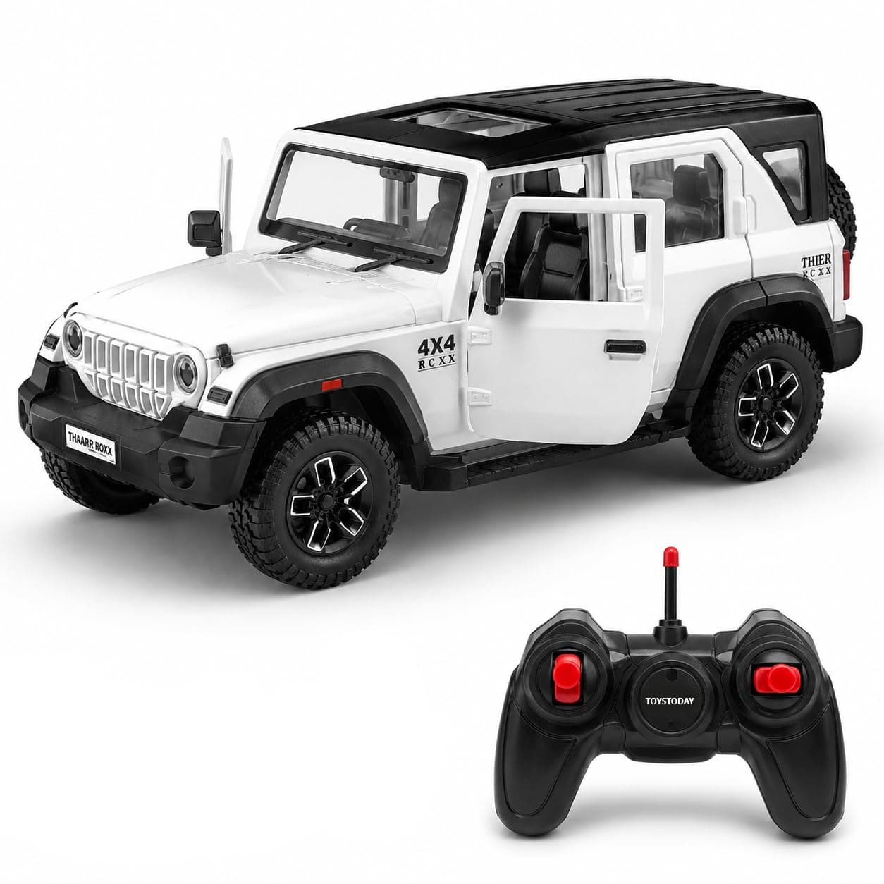 THOR ROXX 1:22 Scale Remote Control Die Cast SUV Car for Kids, Metal RC Off Road 4x4 Toy Vehicle with Light, Openable Doors & 2.4GHz Remote Control Car - Color As Per Stock