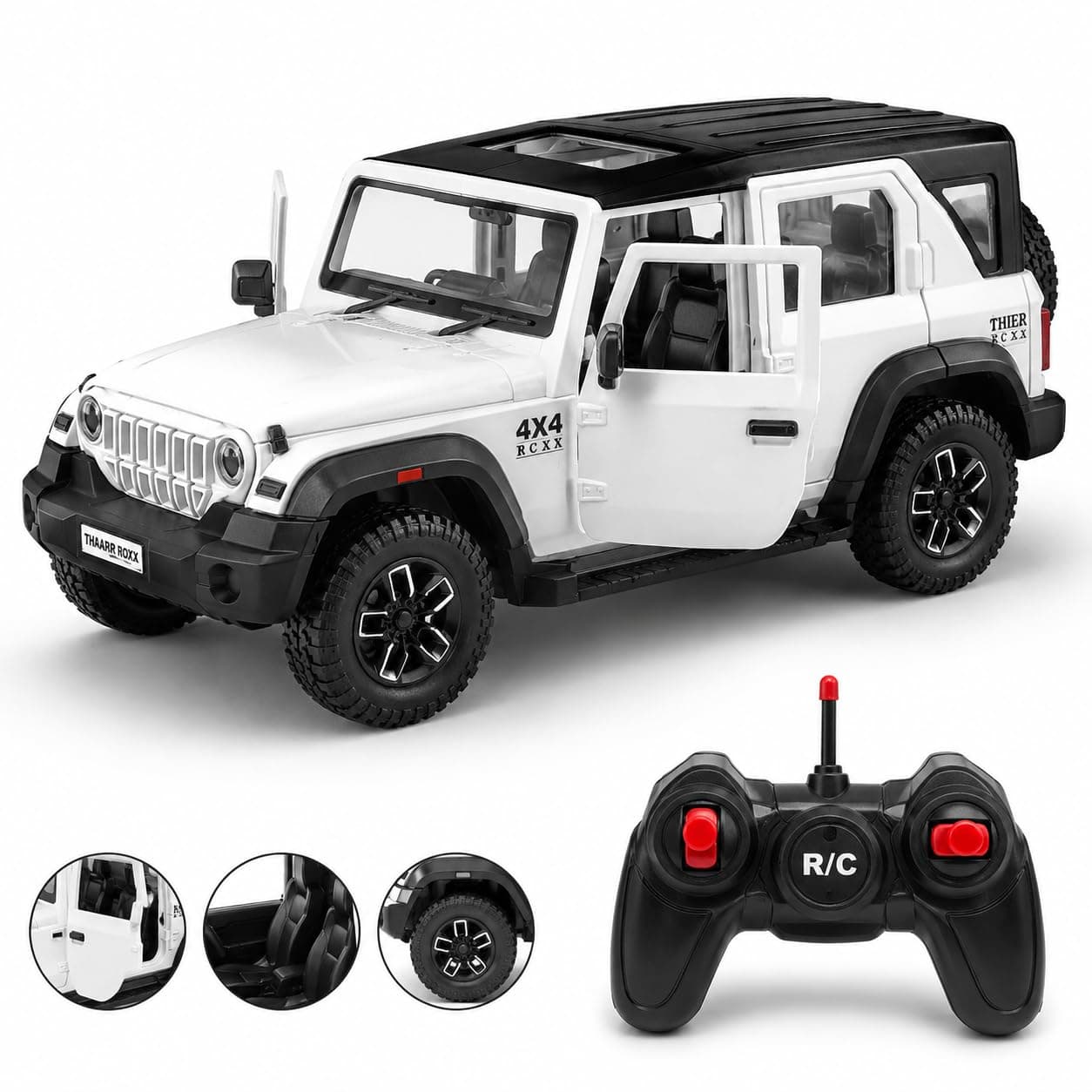 THOR ROXX 1:22 Scale Remote Control Die Cast SUV Car for Kids, Metal RC Off Road 4x4 Toy Vehicle with Light, Openable Doors & 2.4GHz Remote Control Car - Color As Per Stock — view 2