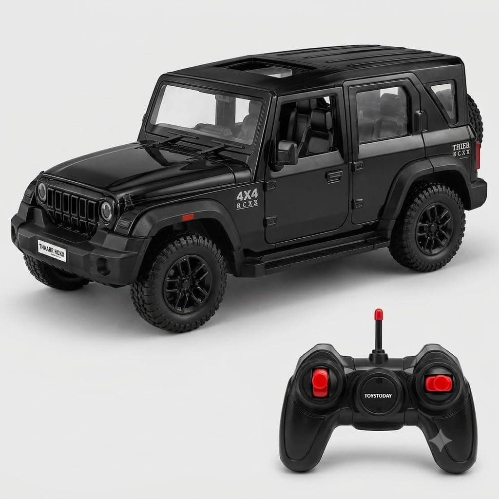 THOR ROXX 1:22 Scale Remote Control Die Cast SUV Car for Kids, Metal RC Off Road 4x4 Toy Vehicle with Light, Openable Doors & 2.4GHz Remote Control Car - Color As Per Stock — view 6