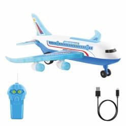 Air Bus Remote Control Airplane Toy Exciting Full-Body Lights & Realistic Sounds For Kids Aged 2-8 Years, Blue