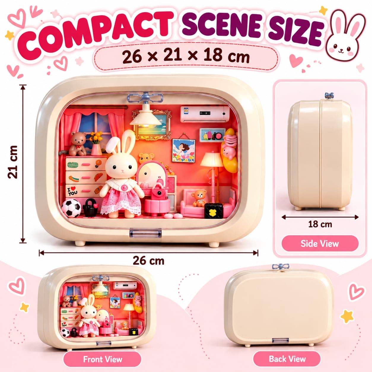 DIY Miniature Bedroom Dollhouse Kit with Night Light for Kids 3+ — view 2