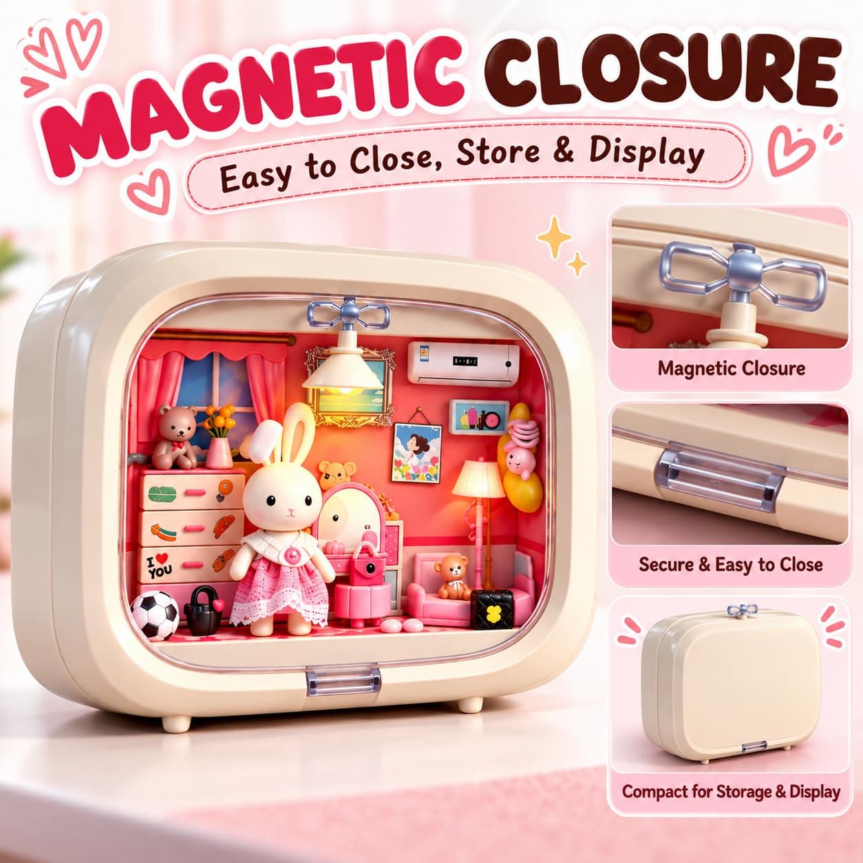 DIY Miniature Bedroom Dollhouse Kit with Night Light for Kids 3+ — view 3