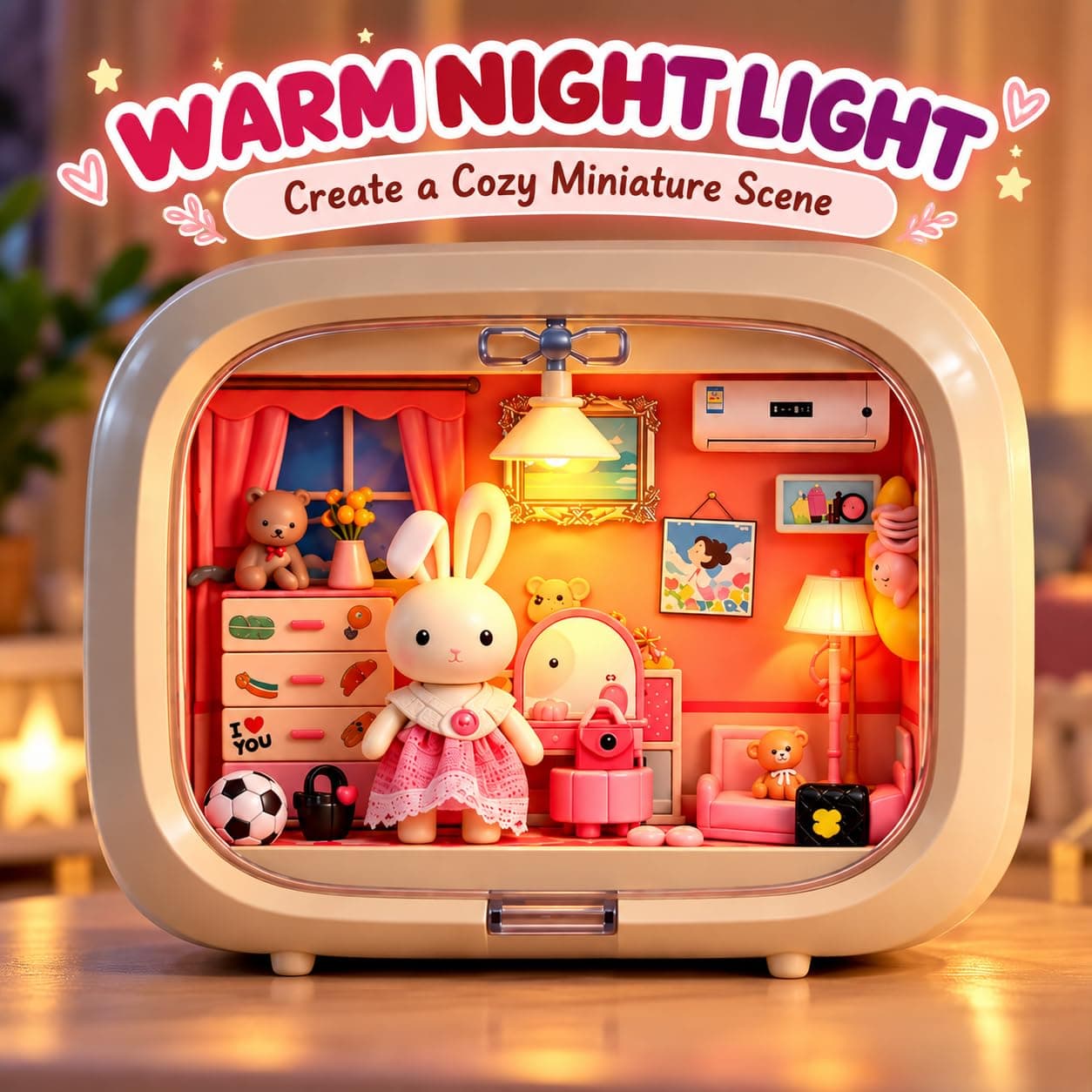 DIY Miniature Bedroom Dollhouse Kit with Night Light for Kids 3+ — view 4