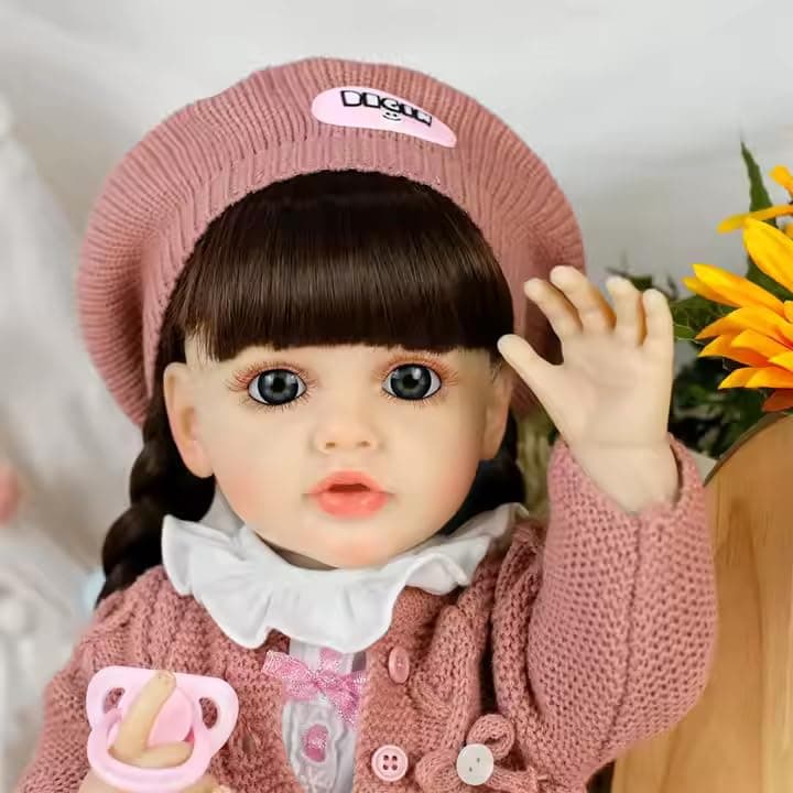 Baby Doll Girls 22", Soft Body Lifelike Newborn Baby Dolls, Silicone Full Body Real Life Baby Dolls with Feeding Kit Accessories for Ages 3+ Year Old Girls - Multicolor — view 2