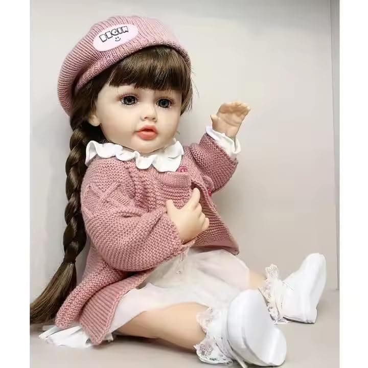 Baby Doll Girls 22", Soft Body Lifelike Newborn Baby Dolls, Silicone Full Body Real Life Baby Dolls with Feeding Kit Accessories for Ages 3+ Year Old Girls - Multicolor — view 3