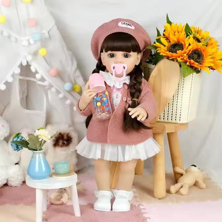Baby Doll Girls 22", Soft Body Lifelike Newborn Baby Dolls, Silicone Full Body Real Life Baby Dolls with Feeding Kit Accessories for Ages 3+ Year Old Girls - Multicolor — view 6