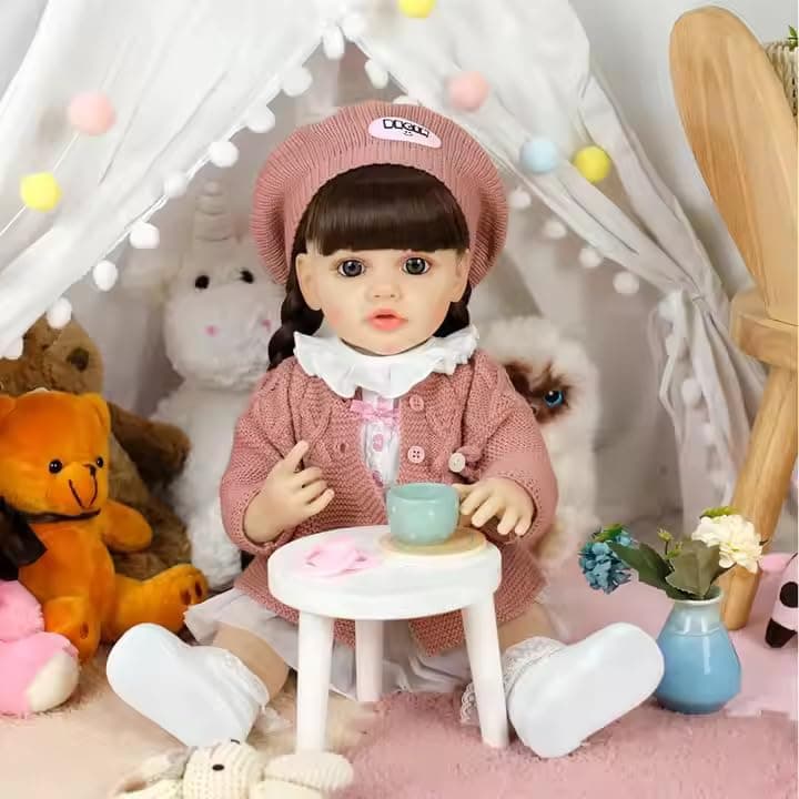 Baby Doll Girls 22", Soft Body Lifelike Newborn Baby Dolls, Silicone Full Body Real Life Baby Dolls with Feeding Kit Accessories for Ages 3+ Year Old Girls - Multicolor — view 7