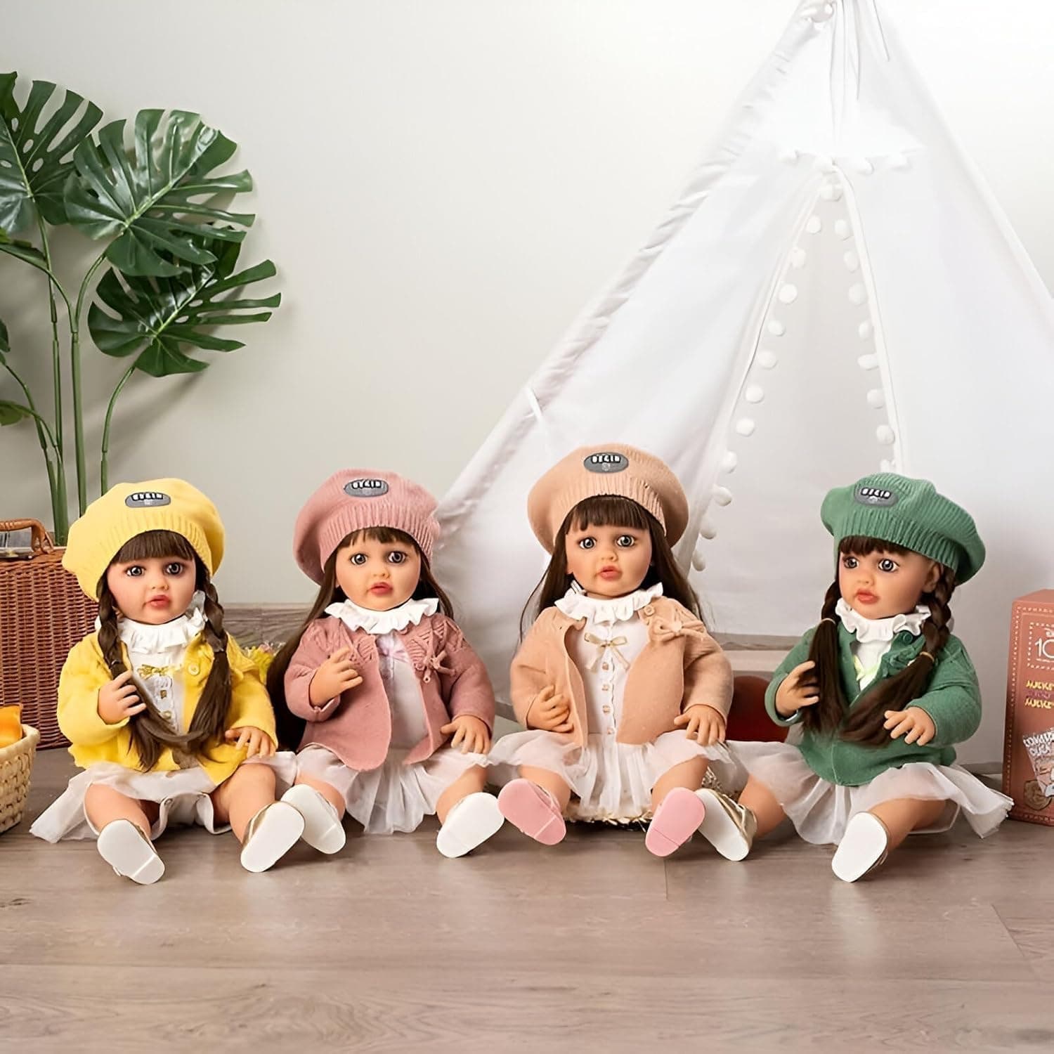 Baby Doll Girls 22", Soft Body Lifelike Newborn Baby Dolls, Silicone Full Body Real Life Baby Dolls with Feeding Kit Accessories for Ages 3+ Year Old Girls - Multicolor — view 9