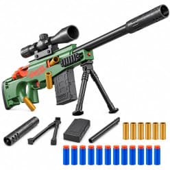 Kids Sniper Toy Rifle with Scope, Bipod & Soft Foam Darts (AWM)