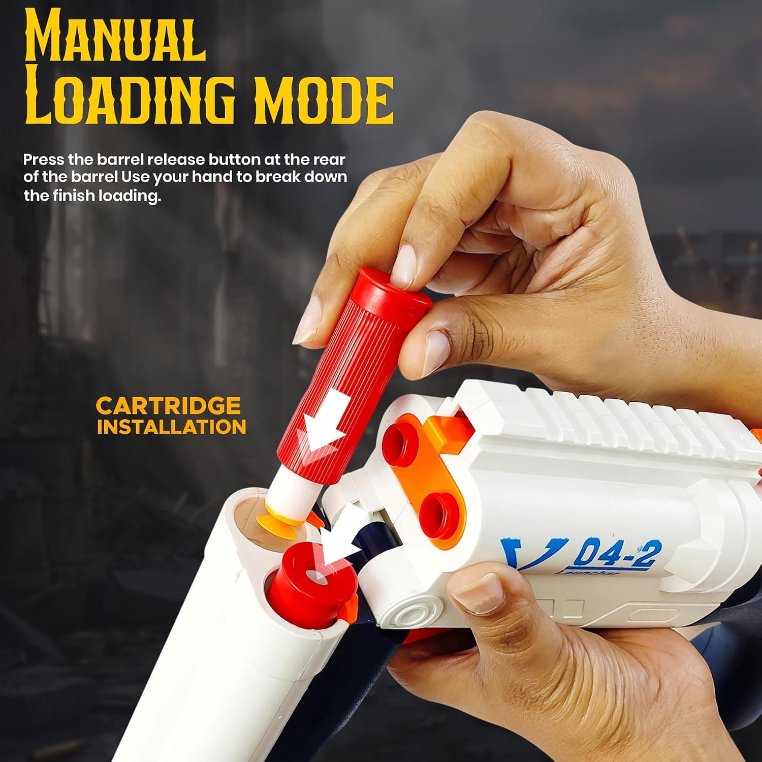 Double Barrel Soft Bullet Shotgun Toy for Kids, Long Range Foam Dart Blaster with 10 Soft Bullets & 6 Ejection Shells (4+ Years) — view 3