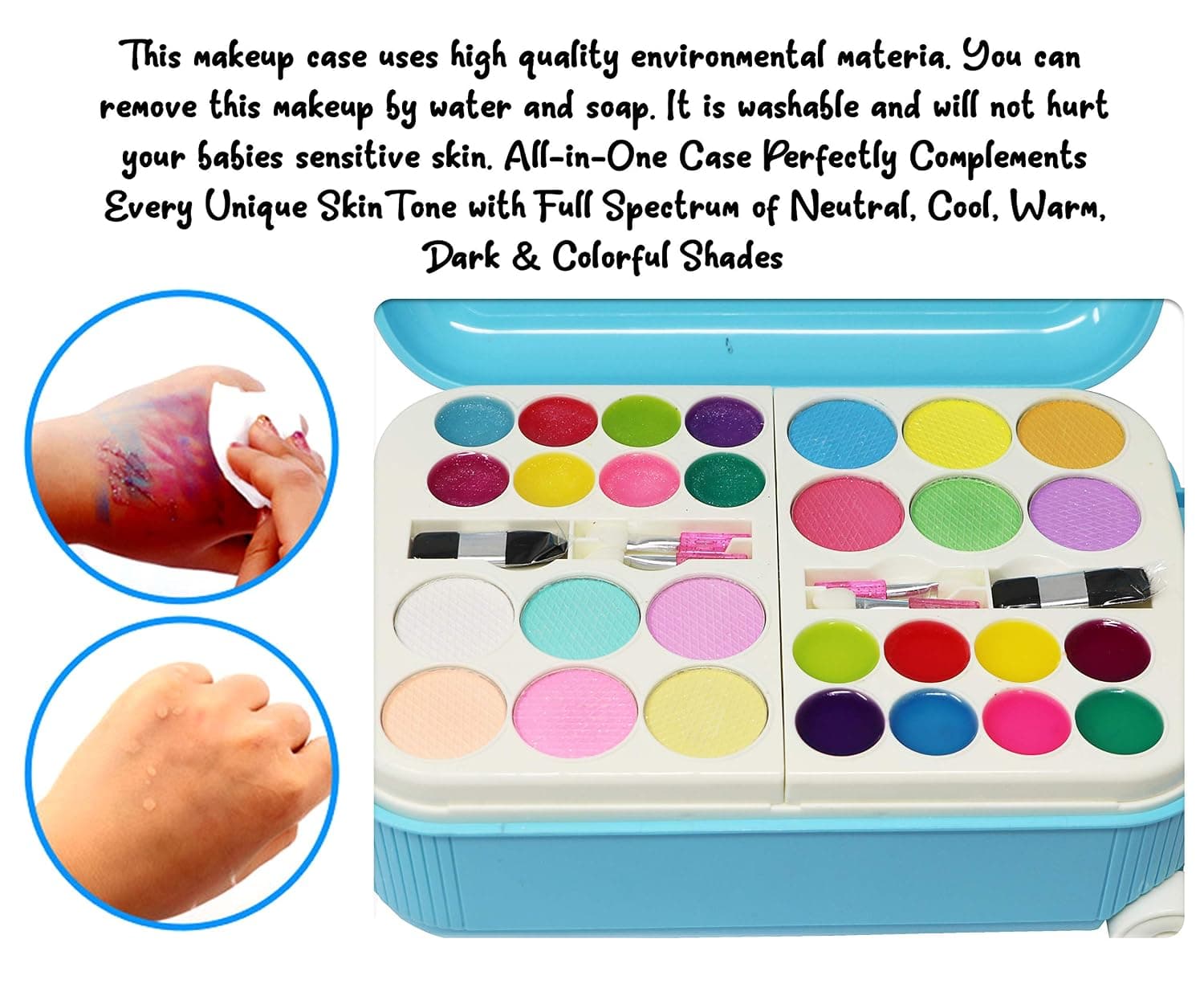 2 in 1 Cosmetic Makeup Palette and Nail Art Kit for Kids with Portable Trolly Bag | Pretend Play Toy for Girls -Plastic , Multicolor — view 4