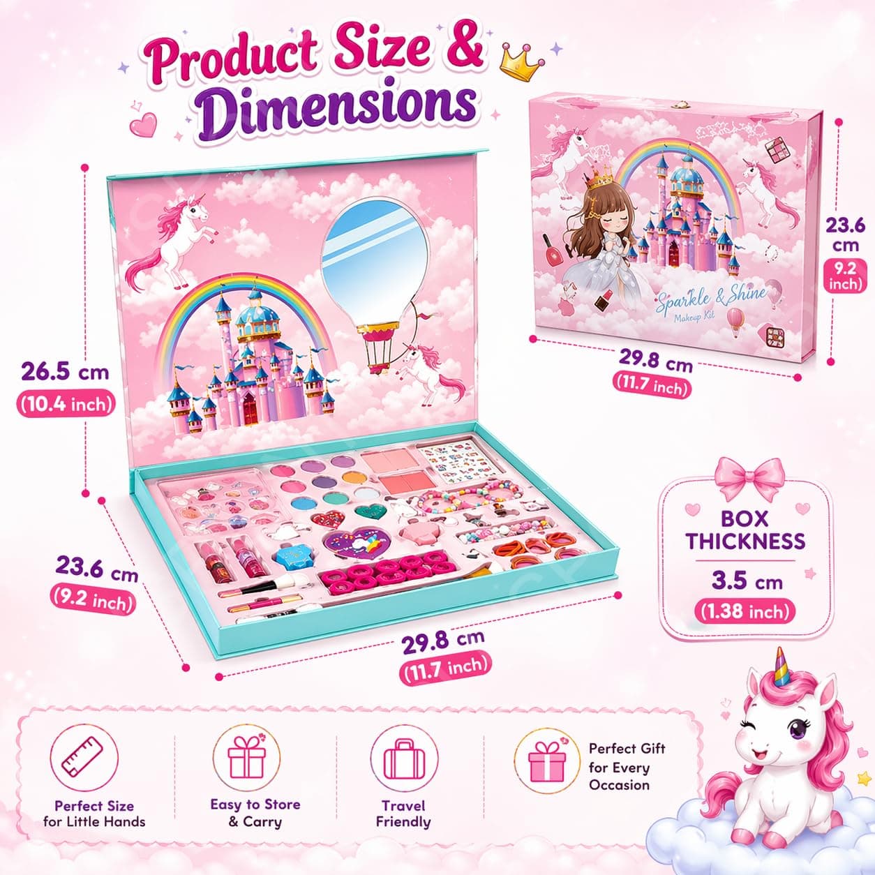 Kids Makeup & Accessory Kit for Girl, Washable Makeup Set for Girls, Makeup Set for Kids, Girl Toys Children Play Makeup Kit with Folding Case Birthday Gifts for Girls Age 4 5 6 7 8 Year Old — view 8