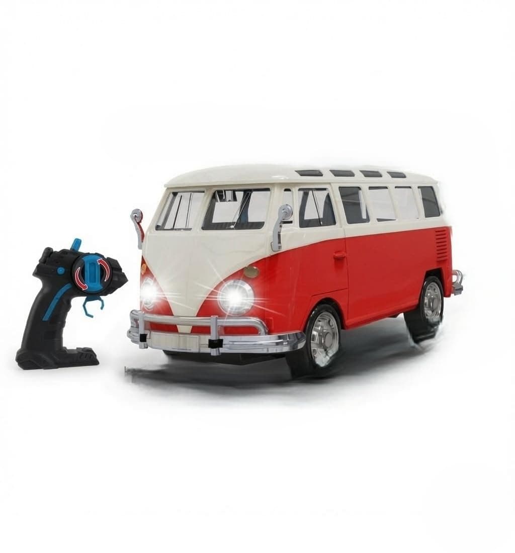Kidoyz Rechargeable Remote Control Retro Station Wagon Bus Toy, Classic Vintage RC Vehicle, Yellow, Plastic, for Kids - REMOTE RETRO WAGON