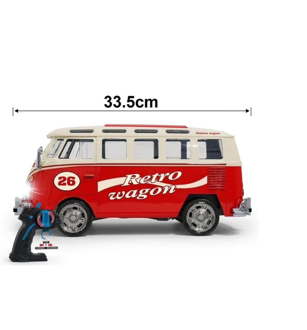 Kidoyz Rechargeable Remote Control Retro Station Wagon Bus Toy, Classic Vintage RC Vehicle, Yellow, Plastic, for Kids - REMOTE RETRO WAGON — view 5
