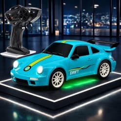Kidoyz 1:24 Remote Control Car Toy for Kids Adult 20Kmph 2.4Ghz 4WD RC Drift Car 4x4 20 kmph Offroad LED Lights Sports Racing Tyres High Speed Mastang Stunt Car for Boys 4-14 Years (Random Colour)