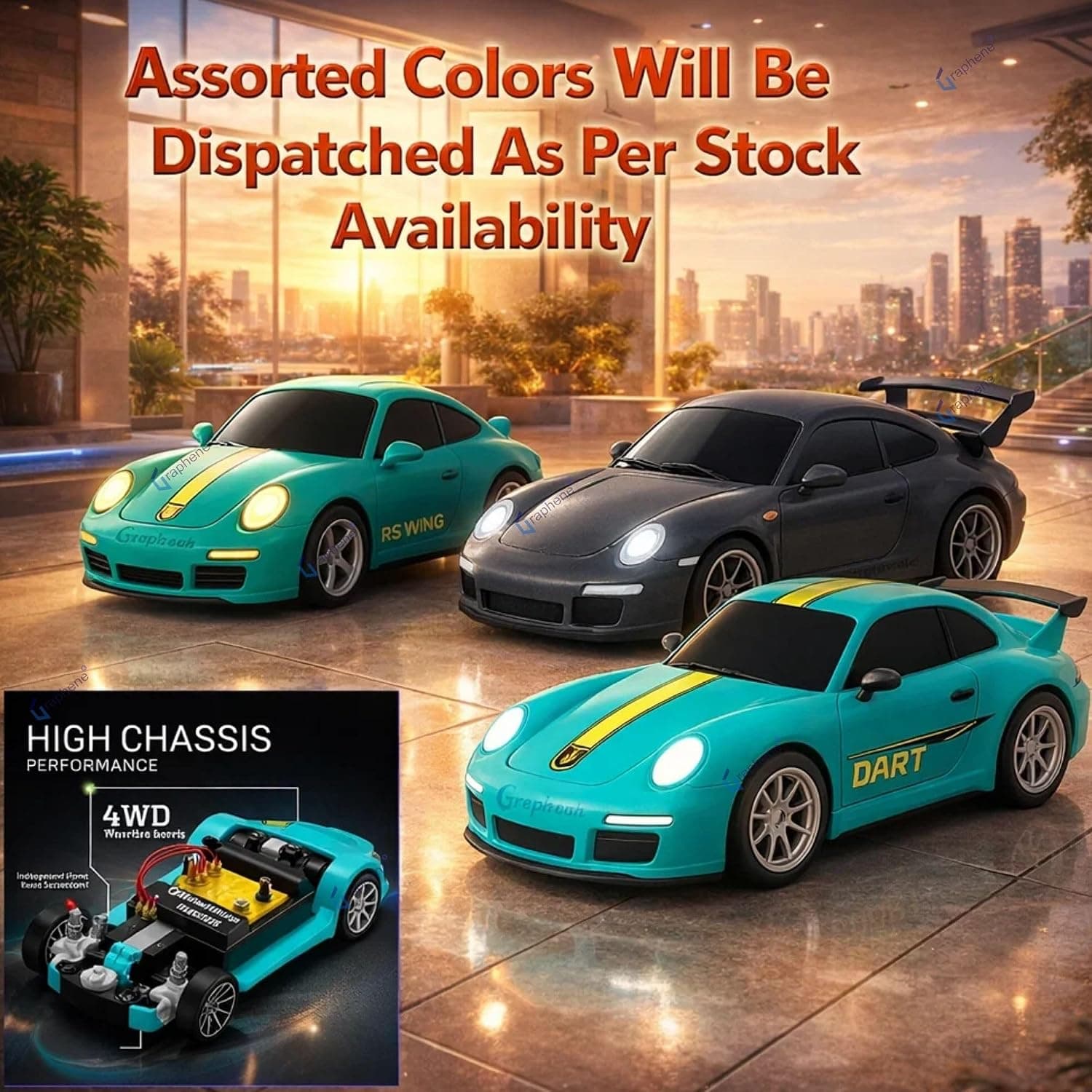 Kidoyz 1:24 Remote Control Car Toy for Kids Adult 20Kmph 2.4Ghz 4WD RC Drift Car 4x4 20 kmph Offroad LED Lights Sports Racing Tyres High Speed Mastang Stunt Car for Boys 4-14 Years (Random Colour) — view 6