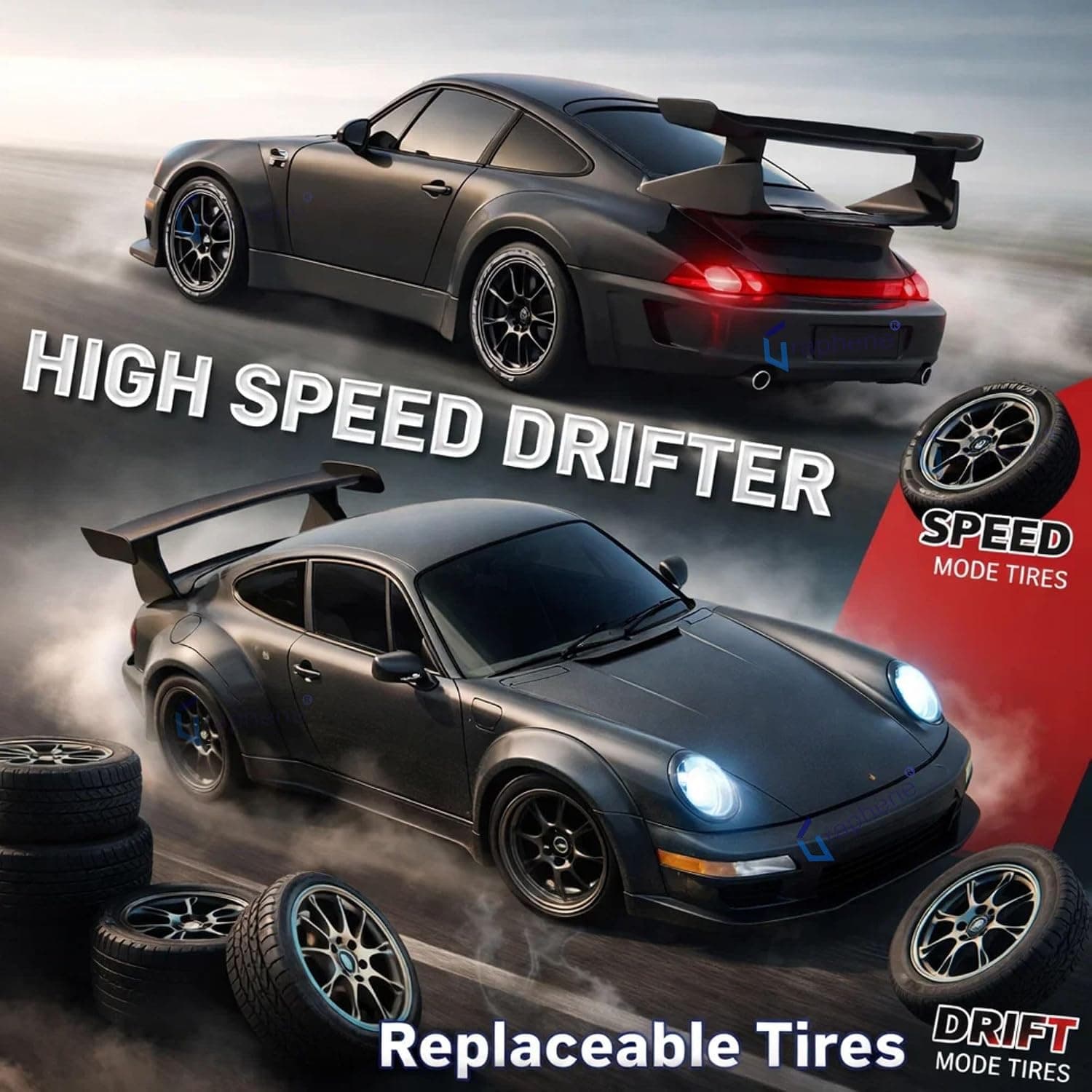 Kidoyz 1:24 Remote Control Car Toy for Kids Adult 20Kmph 2.4Ghz 4WD RC Drift Car 4x4 20 kmph Offroad LED Lights Sports Racing Tyres High Speed Mastang Stunt Car for Boys 4-14 Years (Random Colour) — view 9