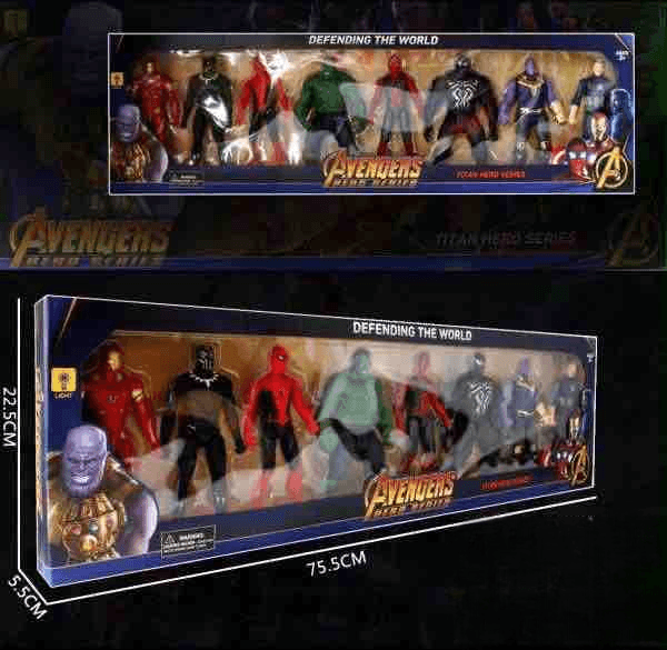Avenger 8 Pcs Superhero Action Figure Set | Spider-Man, Iron Man, Hulk,  Captain America, Thor, Thanos, Black Panther & More |  Collectible Gift for Boys & Girls | Ages 3+ — view 2