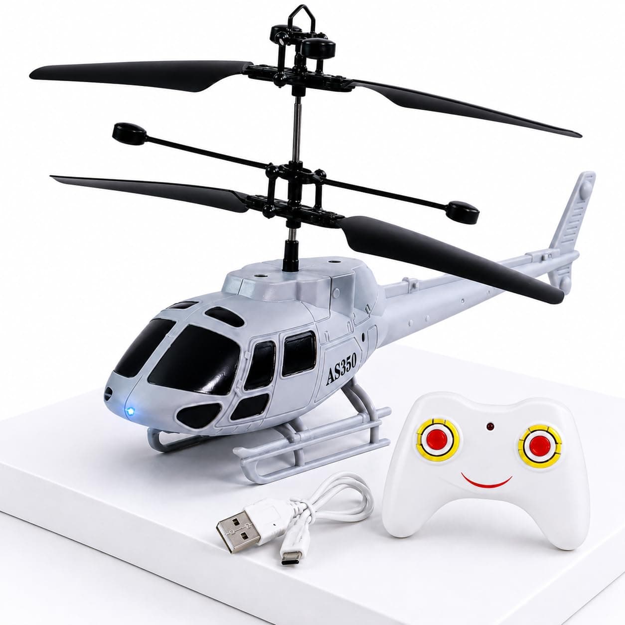 Advance Gravity vacant Remote Control Helicopter, Remote 27 MHz frequency, Gravity vacant 4.03, safety sensor, LED Lights, Rechargeable Battery, Light weight 15 grams, Light Gray, 5 Years and Up