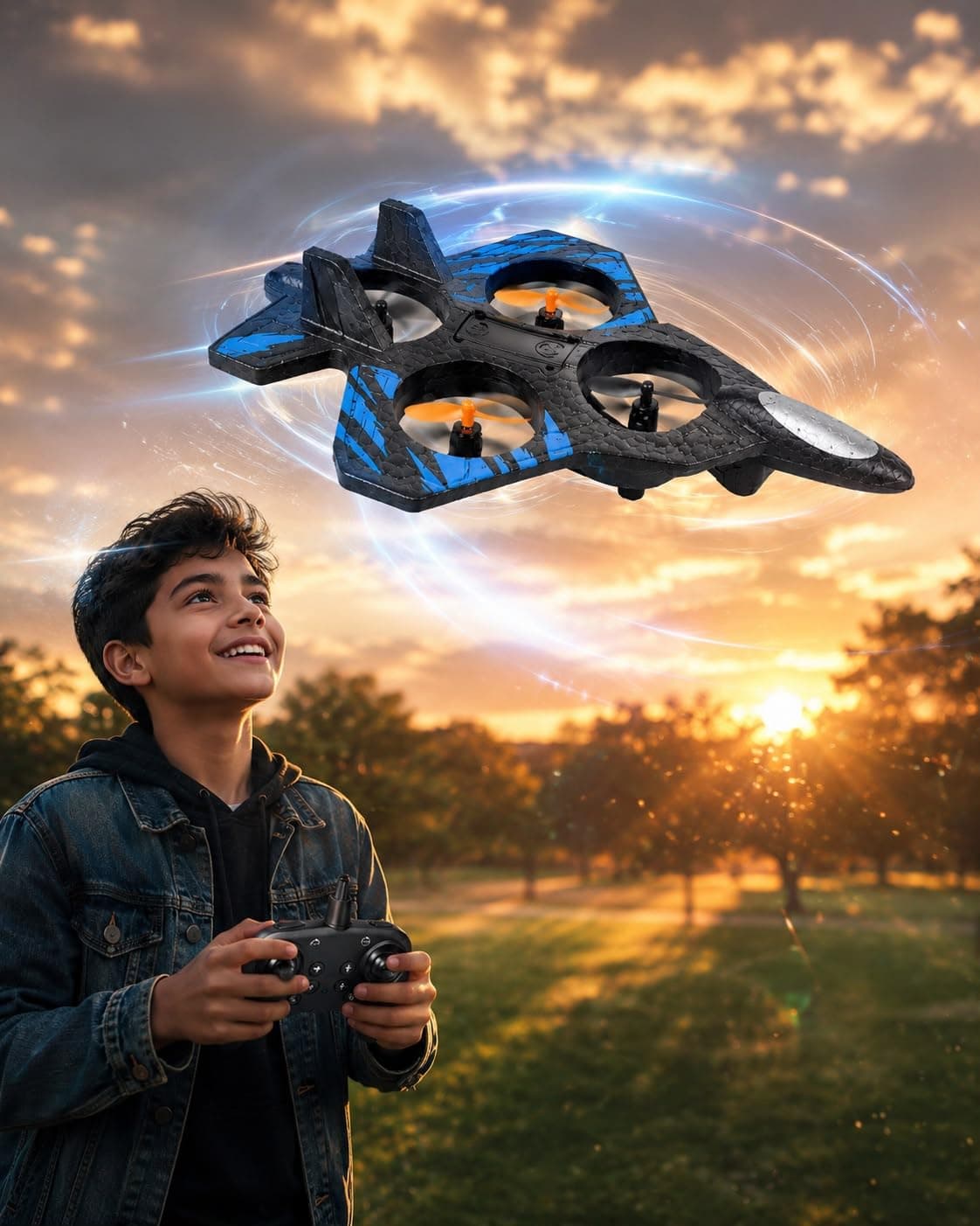 D05 Fighter Plane Flying Toy with Smoke & Light Effects | Remote Control Airplane for Kids | Rechargeable Flying Aircraft Toy | Fun Gift for Boys & Girls — view 4