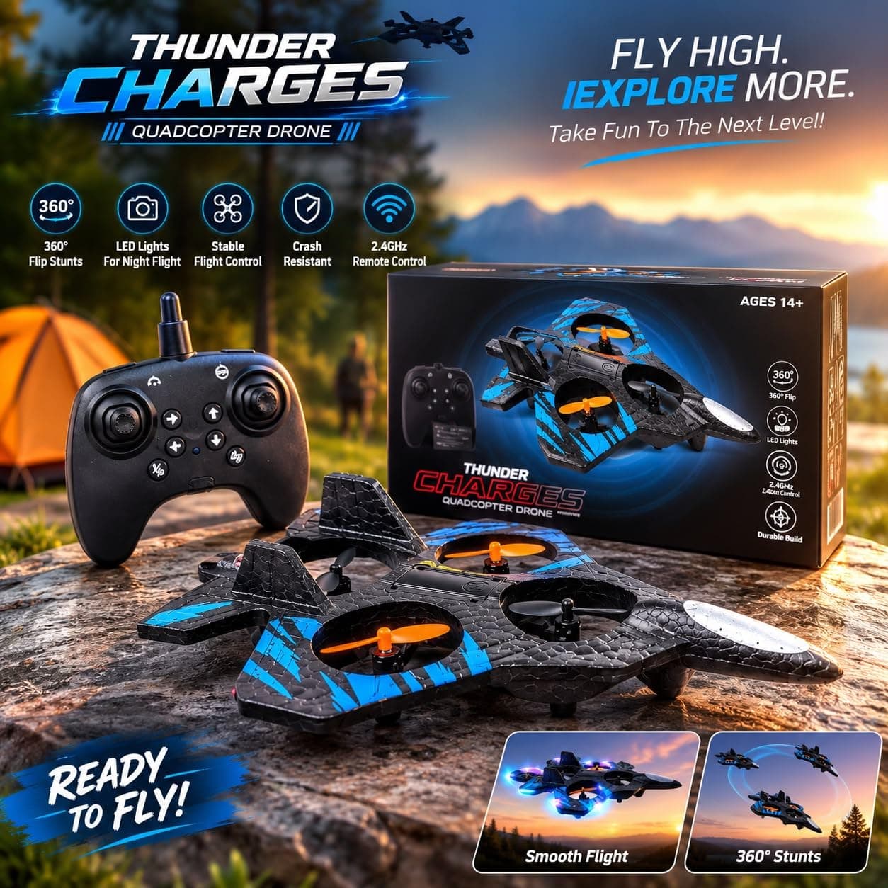 D05 Fighter Plane Flying Toy with Smoke & Light Effects | Remote Control Airplane for Kids | Rechargeable Flying Aircraft Toy | Fun Gift for Boys & Girls — view 5