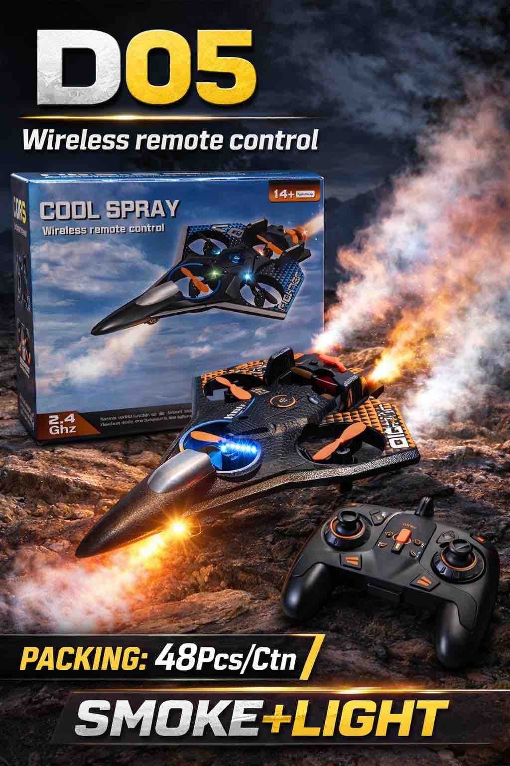 D05 Fighter Plane Flying Toy with Smoke & Light Effects | Remote Control Airplane for Kids | Rechargeable Flying Aircraft Toy | Fun Gift for Boys & Girls — view 6