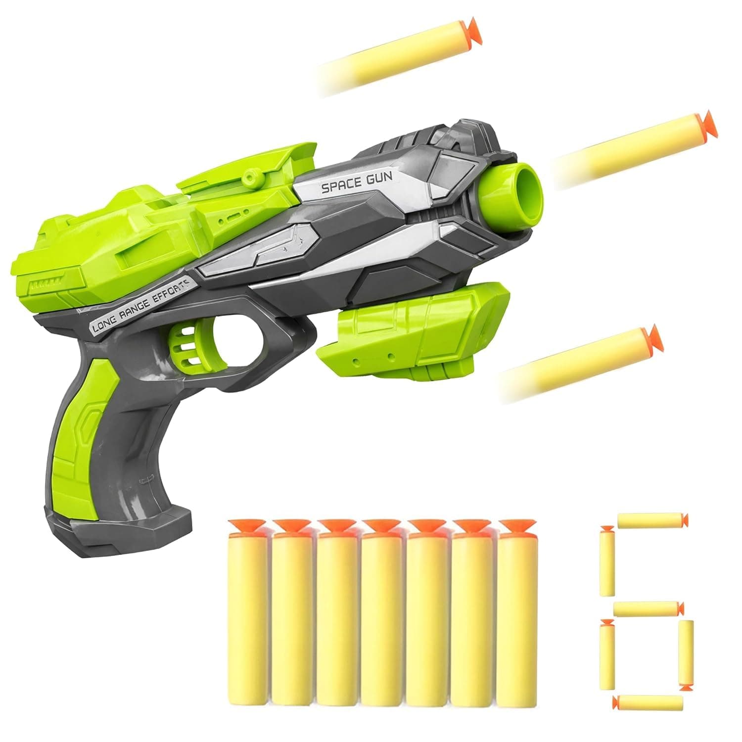 Thunder Strike Space Gun Toy for Kids 4+ | Long Range Foam Dart Blaster with 6 Mega Soft Bullets | Manual Pull Back Action | Safe Shooting Toy Gun | Birthday Gift for Boys & Girls — view 2