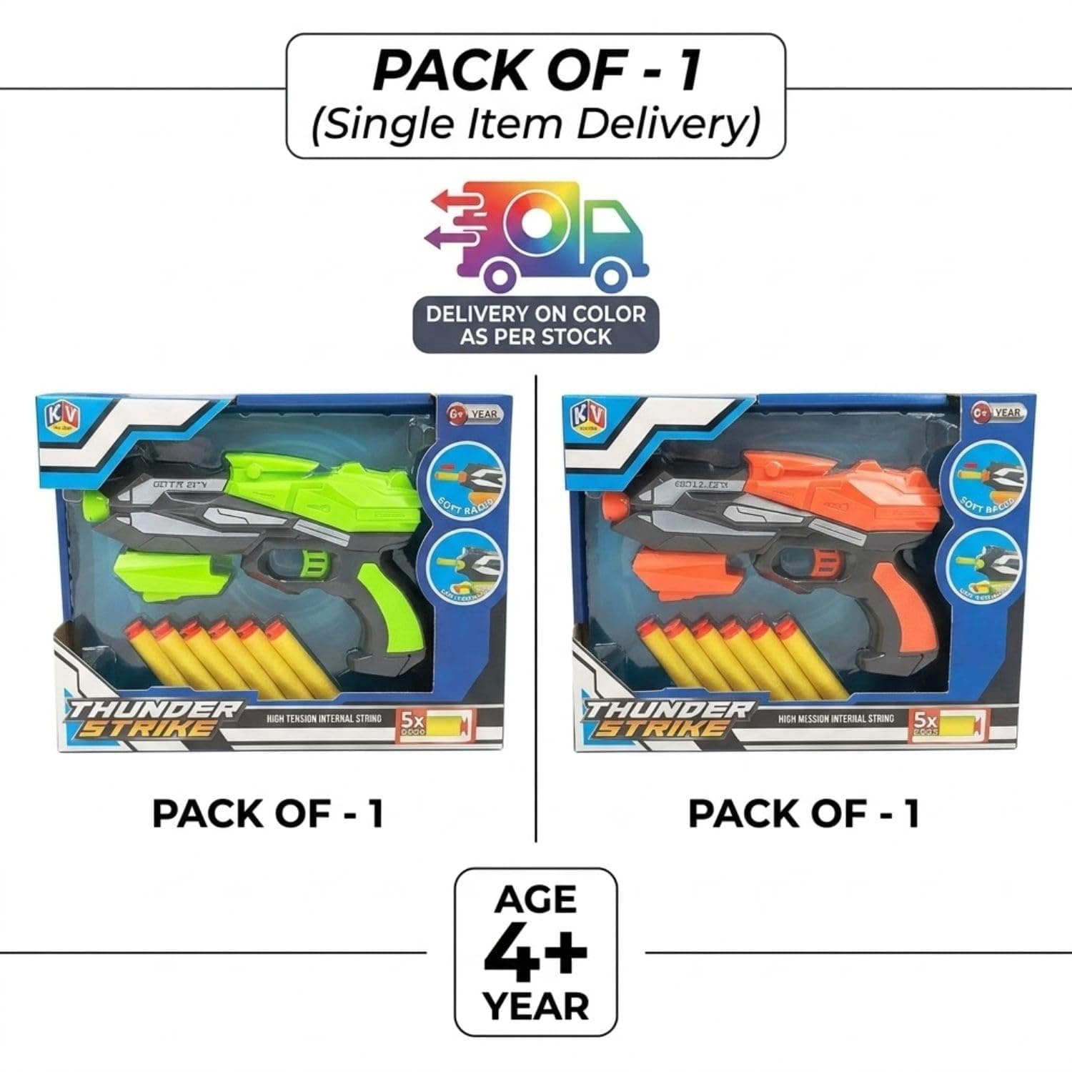 Thunder Strike Space Gun Toy for Kids 4+ | Long Range Foam Dart Blaster with 6 Mega Soft Bullets | Manual Pull Back Action | Safe Shooting Toy Gun | Birthday Gift for Boys & Girls — view 7