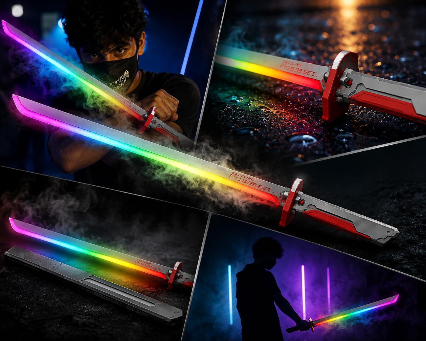 DAZZLING SWORD SPRAY - LED Katana Sword Toy with Mist Spray Effect, Rechargeable RGB Flowing Lights & Sound Effects, USB Charging Anime Role Play Toy — view 6