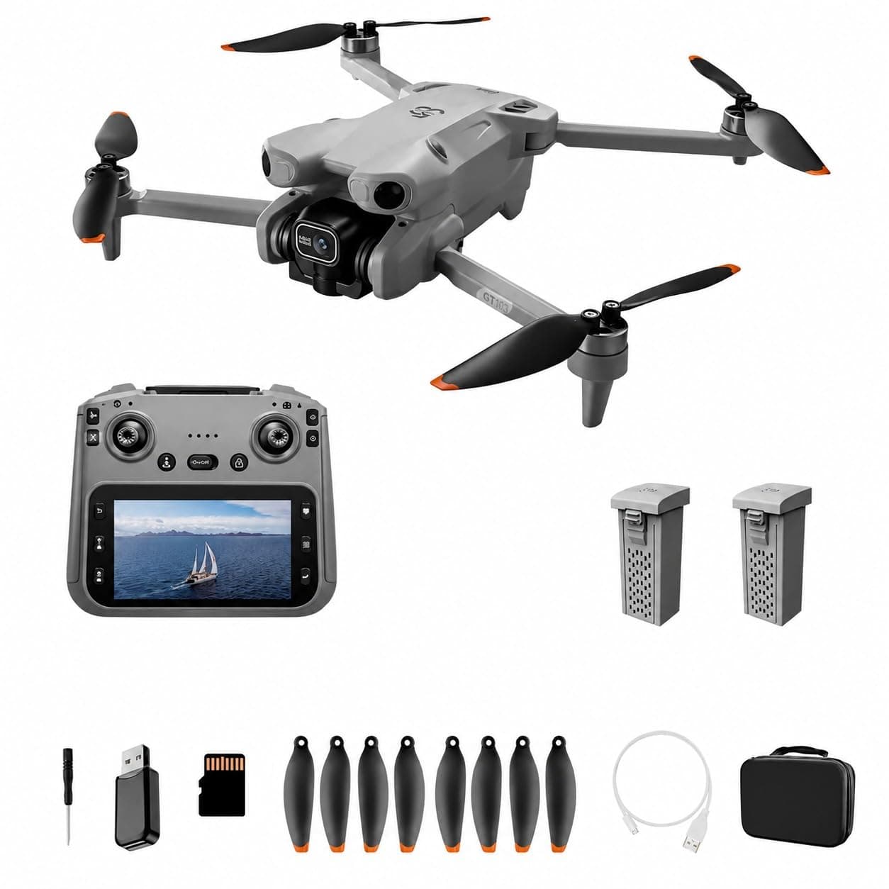 GT50 Pro 360° Drone with Extra-Large Screen | Drone with 4k Camera Foldable 1080P HD Drone with FPV Live Video, Smart Gestures Selfie, Altitude Hold, One Key Take Off/Landing, 3D Flips