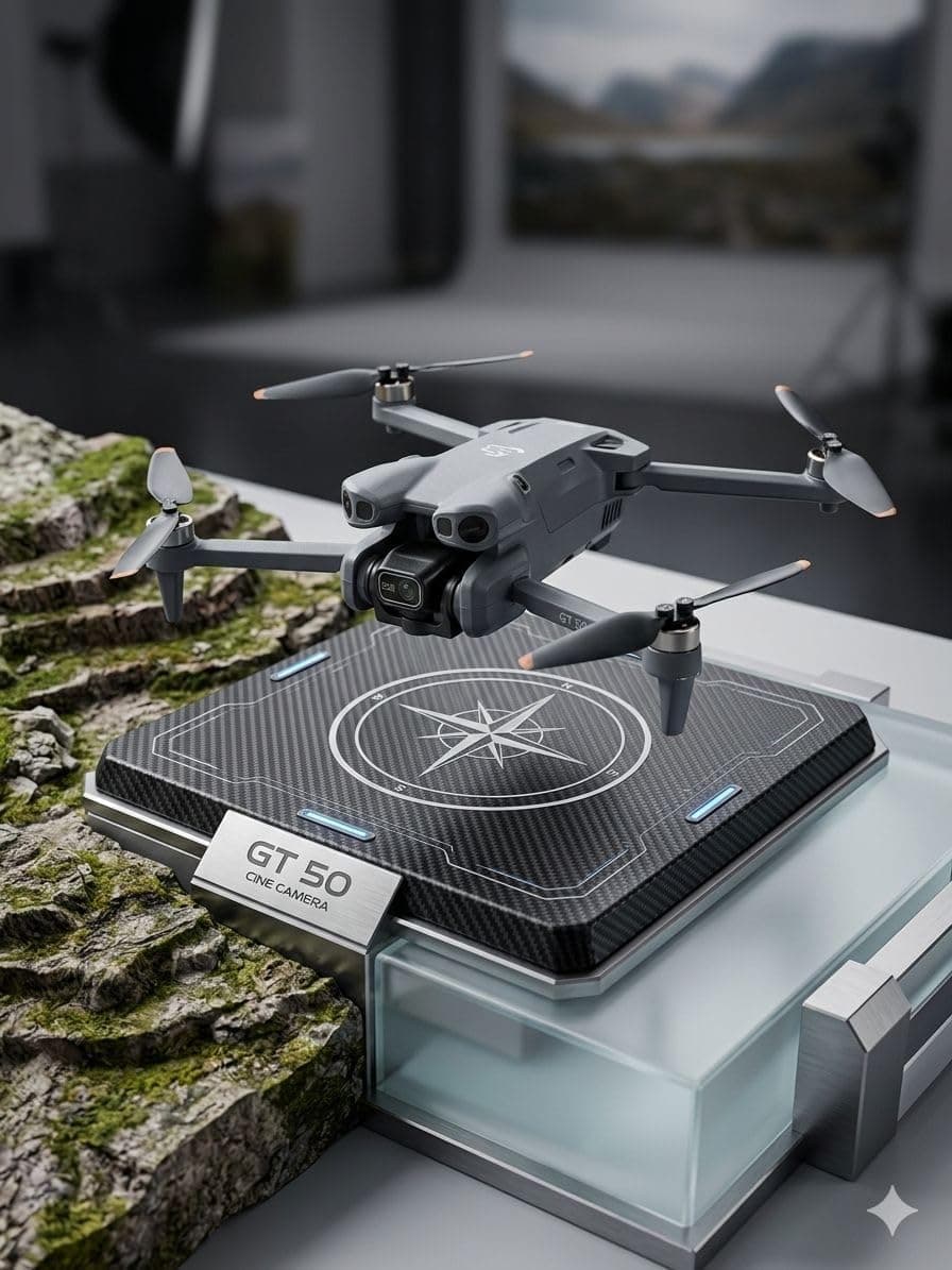 GT50 Pro 360° Drone with Extra-Large Screen | Drone with 4k Camera Foldable 1080P HD Drone with FPV Live Video, Smart Gestures Selfie, Altitude Hold, One Key Take Off/Landing, 3D Flips — view 4