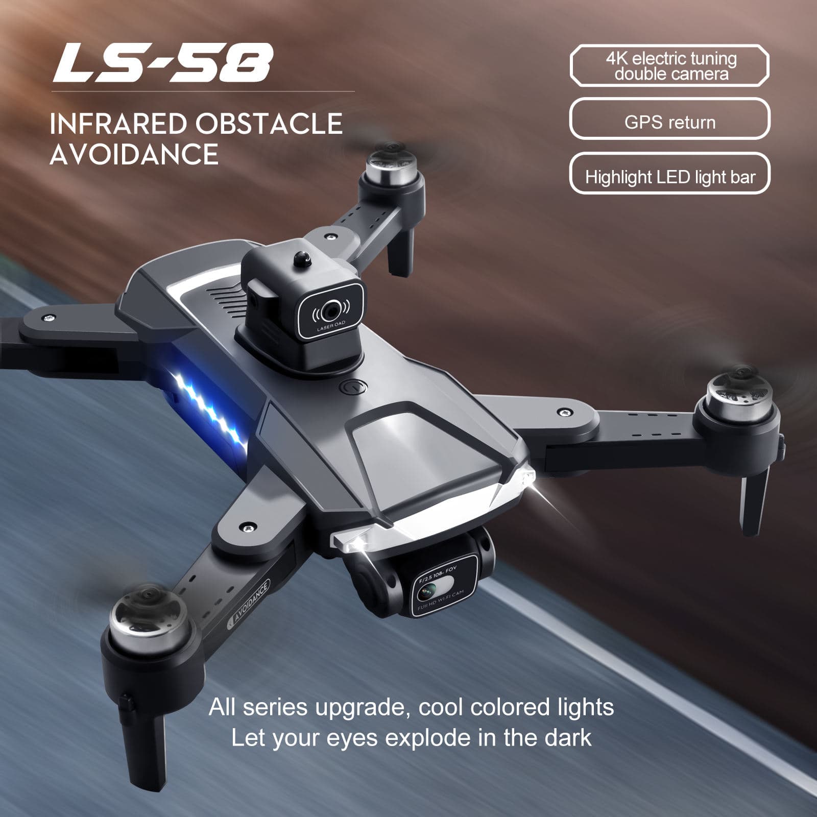 Sky Fly JHD LS58 Obstacle Drone Profesional 4K HD Camera GPS Gimbal Anti Shake Aerial Fold Quadcopter Remote Control Aircraft — view 4