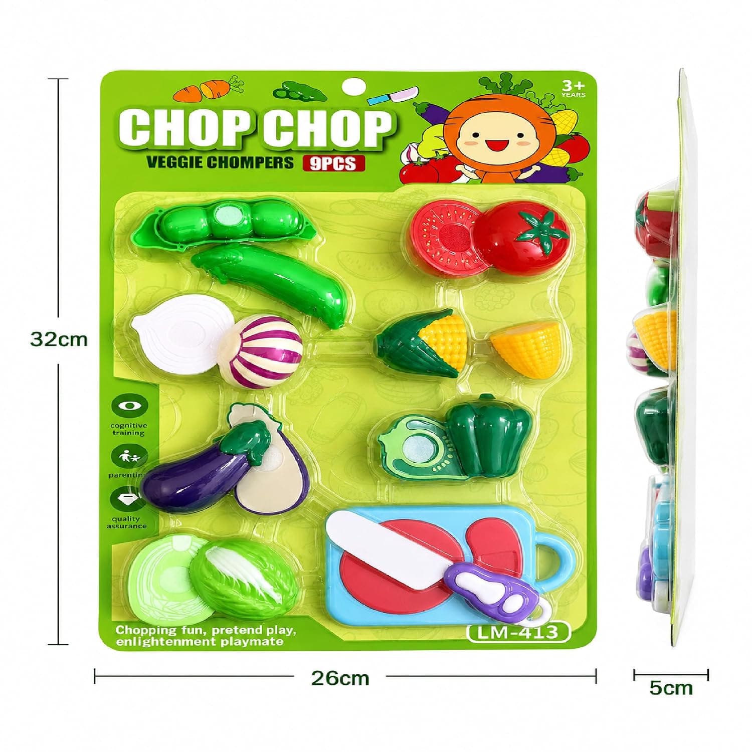 Kidoyz Kids Vegetable Cutting Toy Set for Kids | Pretend Play Kitchen Food Set with Chopping Board & Knife | Cut & Play Veggie Learning Toys for Boys & Girls Age 3+ Years (9 Pieces) — view 3