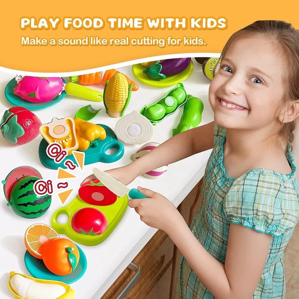 Kidoyz Kids Vegetable Cutting Toy Set for Kids | Pretend Play Kitchen Food Set with Chopping Board & Knife | Cut & Play Veggie Learning Toys for Boys & Girls Age 3+ Years (9 Pieces) — view 4